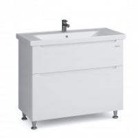 Тумба "ЭРА" 100 белая с умывальником "Сава"
