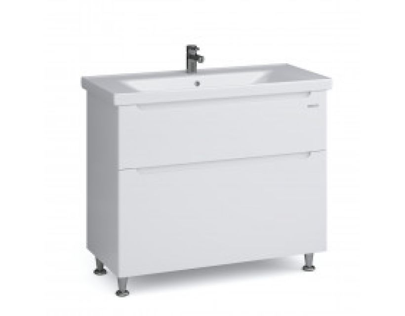Тумба "ЭРА" 100 белая с умывальником "Сава"