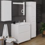 Тумба "ЭРА" 80 белая с умывальником "Канте"