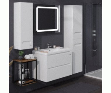 Тумба "ЭРА AIR" 80 белая с умывальником "Канте"