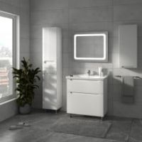 Тумба "ЭРА" 80 белая с умывальником "Idea"