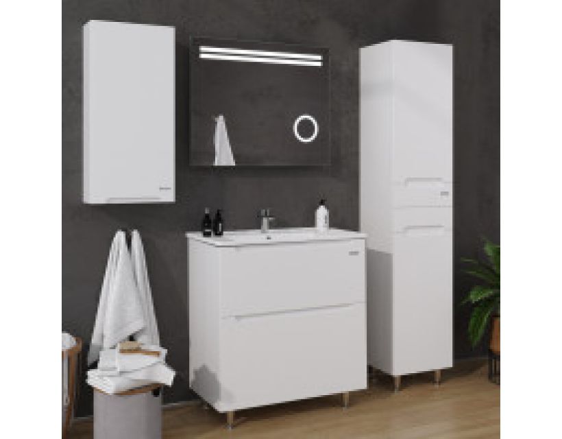 Тумба "ЭРА" 70 белая с умывальником "Qtap"