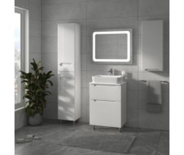 Тумба "ЭРА" 60 белая с ТОП панелью и умыв. "RAPID 50x35"