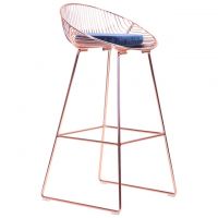 Chik, rose gold, royal blue (Чік) стілець барний високий у стилі Лофт з м'яким сидінням