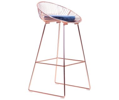 Chik, rose gold, royal blue (Чік) стілець барний високий у стилі Лофт з м'яким сидінням