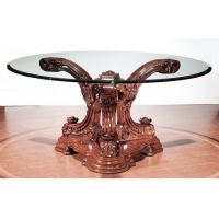 Стіл обідній Carpenter 208 махагон круглий скло 160 см
