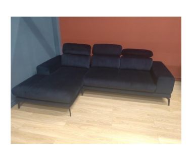 Диван Nobonobo Salve угловой левый L ткань темно-синяя