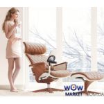 Крісло комп'ютерне Nuvem Lux ергономічне, біла підстава світло-коричнева шкіра C.S. Group