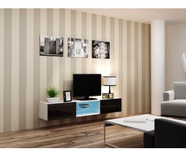 ТВ Тумба VIGO RTV Cama 180 Скло Білий Мат / Чорний Глянець ТВ Тумба VIGO RTV Cama 180 Скло Білий Мат / Чорний Глянець