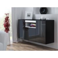 Комод Навесной VIVA Cama 150/45 Черный Мат / Черный Глянец / Белый