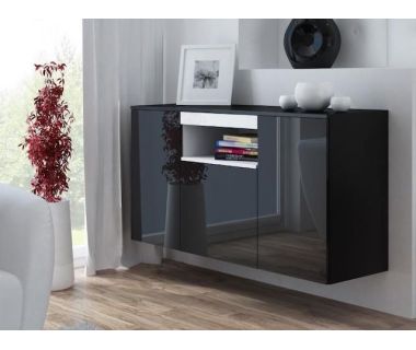 Комод Навесной VIVA Cama 150/45 Черный Мат / Черный Глянец / Белый