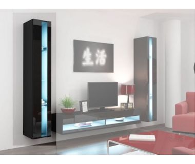 Витрина навесная VIGO Cama 180 New Черный Мат / Черный Глянец