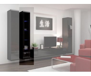 Витрина навесная VIGO Cama 180 Стекло Черный Мат / Черный Глянец