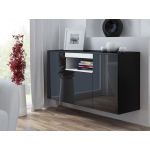 Комод Навесной VIVA Cama 150/45 Черный Мат / Черный Глянец / Белый