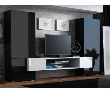 Стенка TORI Cama Черный Мат / Черный Глянец / Белый Стенка TORI Cama Черный Мат / Черный Глянец / Белый