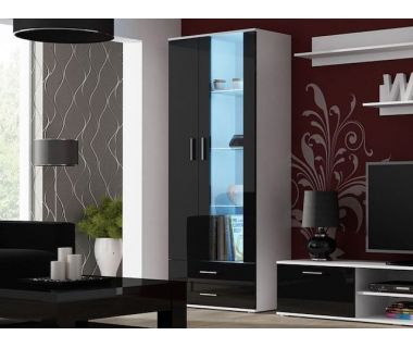 Витрина SOHO S6 2D2S Cama 192 Белый Мат / Черный Глянец