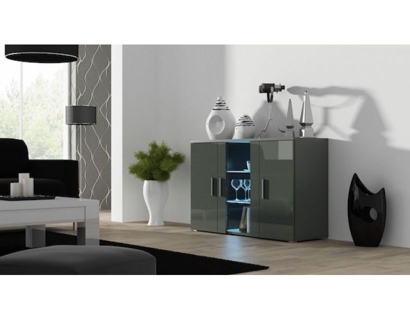 Комод SOHO S7 Cama 120 Серый Мат / Серый Глянец в интернет-магазине "Мебли Даром"