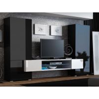 Стенка TORI Cama Черный Мат / Черный Глянец / Белый