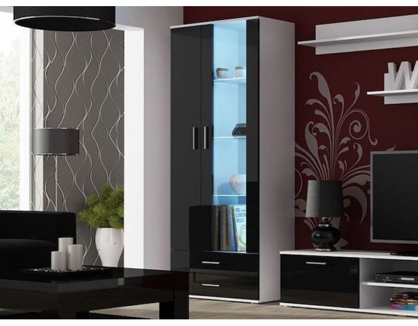 Витрина SOHO S6 2D2S Cama 192 Белый Мат / Черный Глянец в интернет-магазине "Мебли Даром"