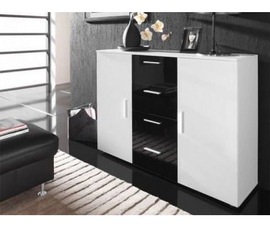 Комод UNI Cama 132 Білий Мат / Білий і Чорний Глянець Комод UNI Cama 132 Білий Мат / Білий і Чорний Глянець