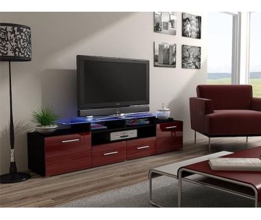 ТВ Тумба EVORA BLACK RTV Cama 194 Черный Мат / Бордо Глянец