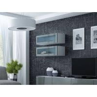 Витрина навесная VIGO Cama 90 Стекло Белый Мат / Серый Глянец