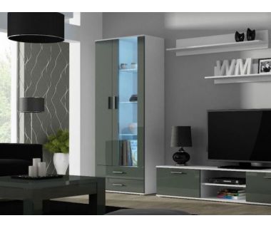 Витрина SOHO S6 2D2S Cama 192 Белый Мат / Серый Глянец