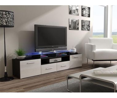 ТВ Тумба EVORA BLACK RTV Cama 194 Черный Мат / Белый Глянец