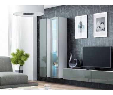 Витрина навесная VIGO Cama 180 Стекло Белый Мат / Серый Глянец