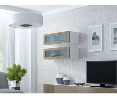 Витрина навесная VIGO Cama 90 Стекло Белый Мат / Латте Глянец
