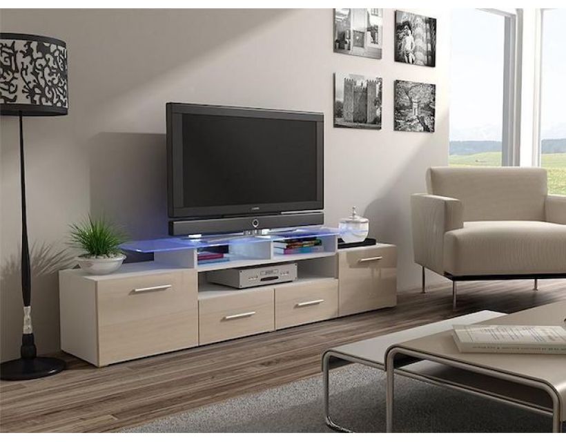ТВ Тумба EVORA WHITE RTV Cama 194 Белый Мат / Крем Глянец в интернет-магазине "Мебли Даром"