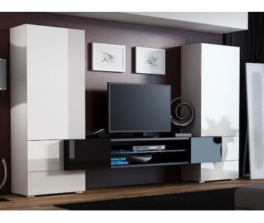 Стенка TORI Cama Белый Мат / Белый Глянец / Черный Стенка TORI Cama Белый Мат / Белый Глянец / Черный