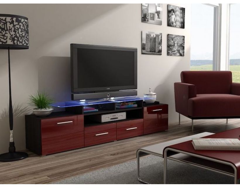 ТВ Тумба EVORA WENGE RTV Cama 194 Венге Мат / Бордо Глянец в интернет-магазине "Мебли Даром"