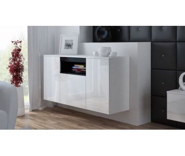 Комод Навесной VIVA Cama 150/45 Белый Мат / Белый Глянец / Черный