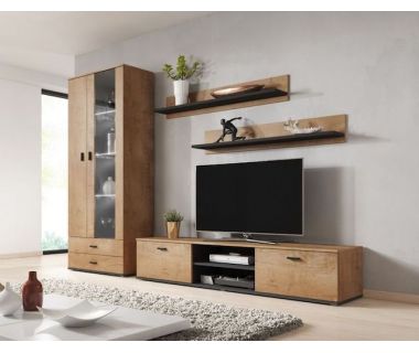 Витрина SOHO S6 2D2S Cama 192 Дуб Лефкас Мат / Черный