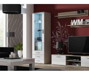 Витрина SOHO S-1 Cama 192 Дуб Сонома Мат / Белый Глянец