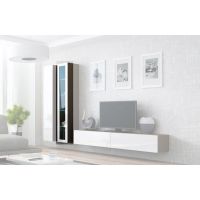 Витрина навесная VIGO Cama 180 Стекло Латте Мат / Белый Глянец