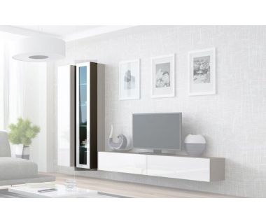 Витрина навесная VIGO Cama 180 Стекло Латте Мат / Белый Глянец