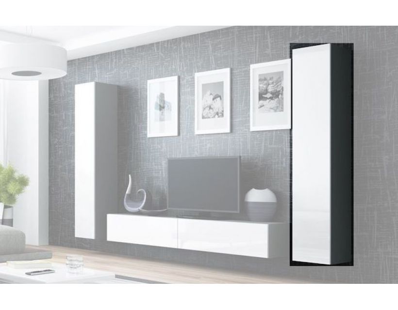 Витрина навесная VIGO Cama 180 Серый Мат / Белый Глянец