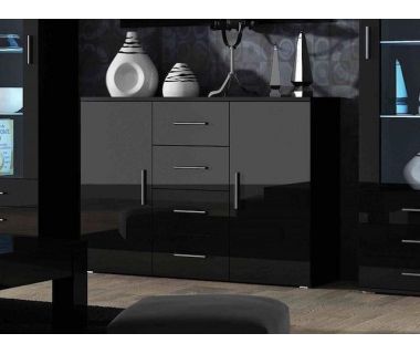Комод UNI Cama 132 Чорний Мат / Чорний Глянець Комод UNI Cama 132 Чорний Мат / Чорний Глянець