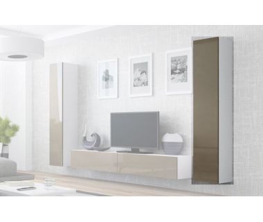 Витрина навесная VIGO Cama 180 Белый Мат / Латте Глянец