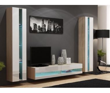 Витрина навесная VIGO Cama 180 New Дуб Сонома Мат / Белый Глянец