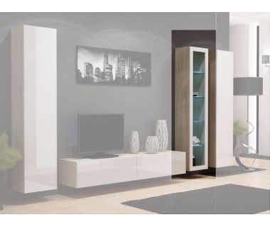 Витрина навесная VIGO Cama 180 Стекло Дуб Сонома Мат / Белый Глянец