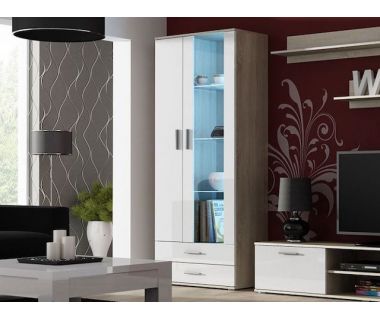 Витрина SOHO S6 2D2S Cama 192 Дуб Сонома Мат / Белый Глянец