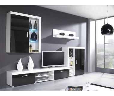 Стінка SAMBA A Cama Білий Мат / Чорний Глянець Стінка SAMBA A Cama Білий Мат / Чорний Глянець