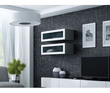 Вітрина навісна VIGO Cama 90 Скло Сірий Мат / Білий Глянець