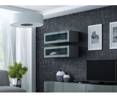 Витрина навесная VIGO Cama 90 Стекло Серый Мат / Серый Глянец