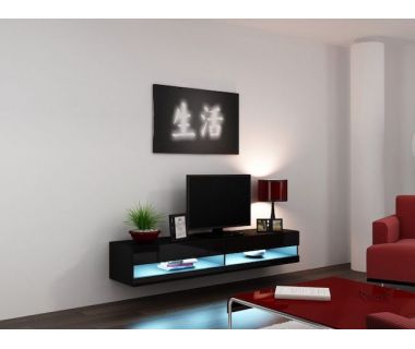 ТВ Тумба VIGO RTV Cama 180 New Черный Мат / Черный Глянец