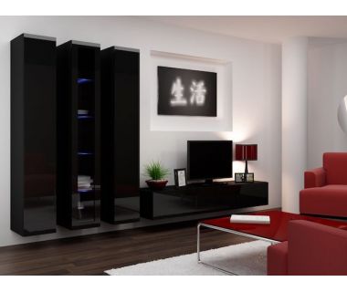 Витрина навесная VIGO Cama 180 Черный Мат / Черный Глянец