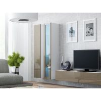 Витрина навесная VIGO Cama 180 Стекло Белый Мат / Латте Глянец